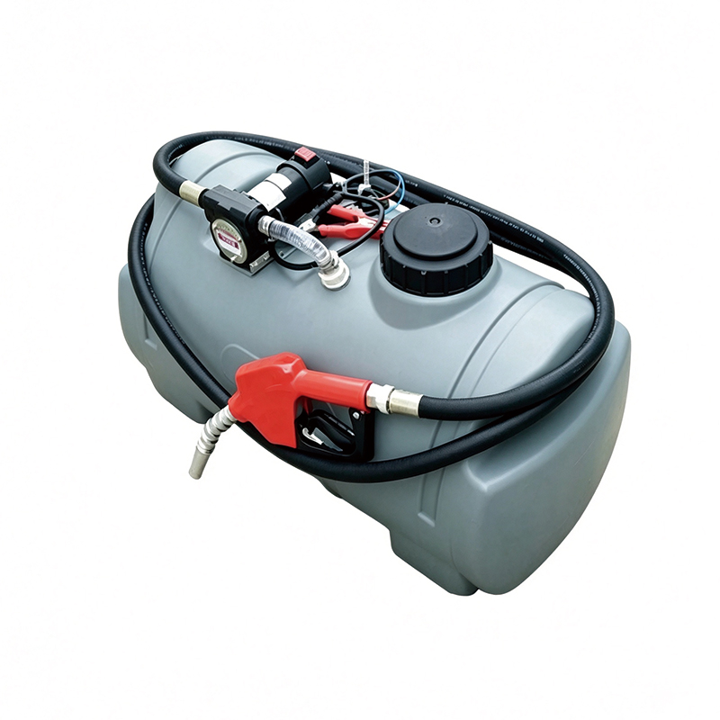 Tanque diesel portátil,27galones, caudal de 10.6 GPM, combustible diésel con bomba de transferencia eléctrica de 12 V, boquilla de combustible automático, tanque de transferencia para un fácil transporte de combustible, gris
