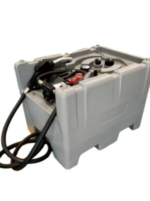 Tanque diésel portátil, capacidad de 66galones (300L)y caudal de 10.6 GPM, combustible diésel con bomba de transferencia eléctrica 10.6 GPM Flow Rate, 12V Electric Transfer Pump, 13ft Rubber Hose, gris