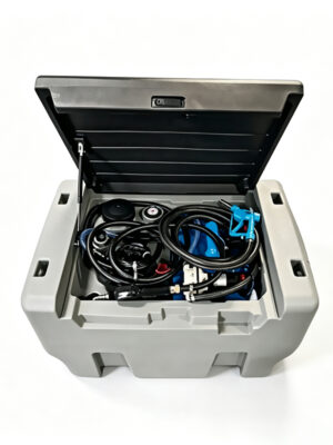 Estanque transportable diesel  300 litros diesel + 50 litros Adblue,tanque de combustible diésel con bomba de transferencia eléctrica de 12 V,boquilla de combustible, bloqueo de seguridad