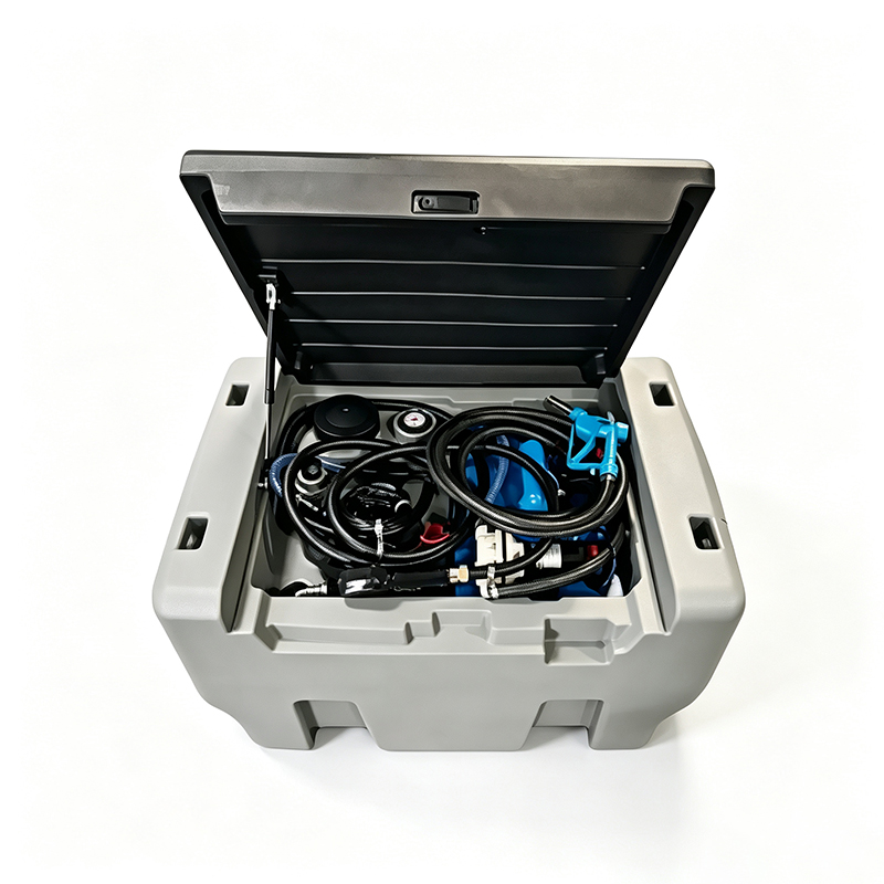 Estanque transportable diesel  300 litros diesel + 50 litros Adblue,tanque de combustible diésel con bomba de transferencia eléctrica de 12 V,boquilla de combustible, bloqueo de seguridad