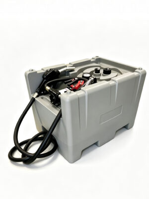 Tanque diesel portátil, 43galones（205L), caudal de 10.6 GPM, combustible diésel con bomba de transferencia eléctrica de 12 V, manguera de 13 pies, boquilla de combustible automático, tanque de transferencia para un fácil transporte de combustible, gris
