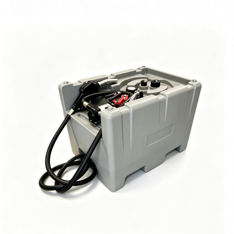 Tanque diesel portátil, 43galones（205L), caudal de 10.6 GPM, combustible diésel con bomba de transferencia eléctrica de 12 V, manguera de 13 pies, boquilla de combustible automático, tanque de transferencia para un fácil transporte de combustible, gris