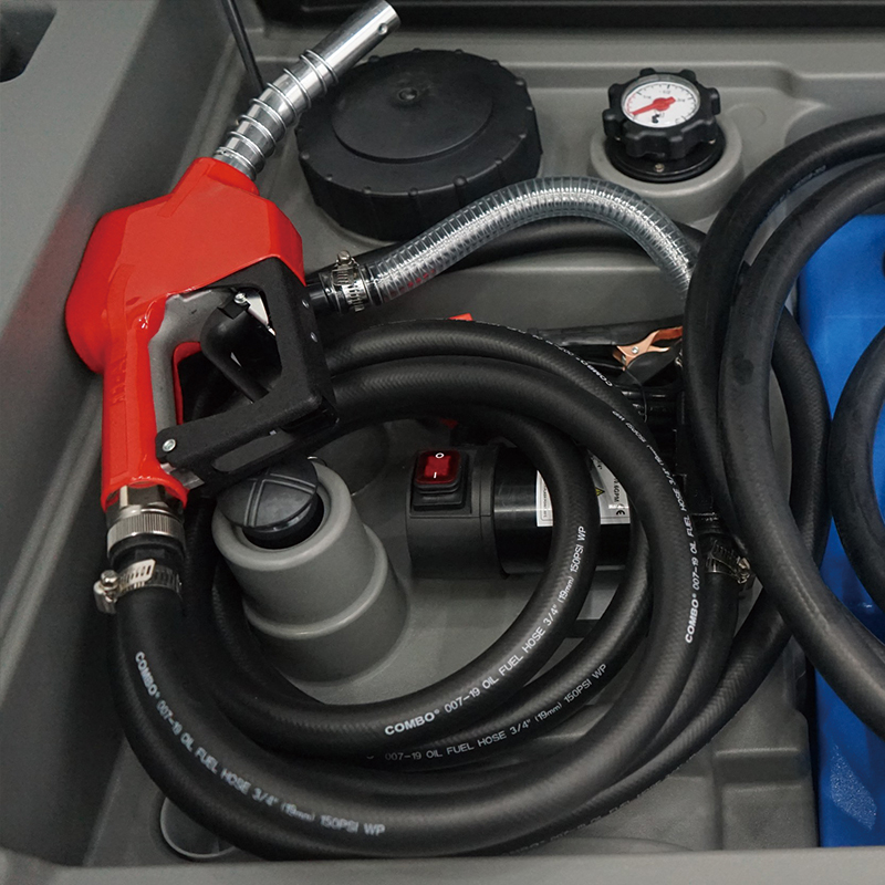 2-3 Estanque transportable diesel 400 litros diesel + 50 litros Adblue,tanque de combustible diésel con bomba de transferencia eléctrica de 12 V,boquilla de combustible, bloqueo de seguridad