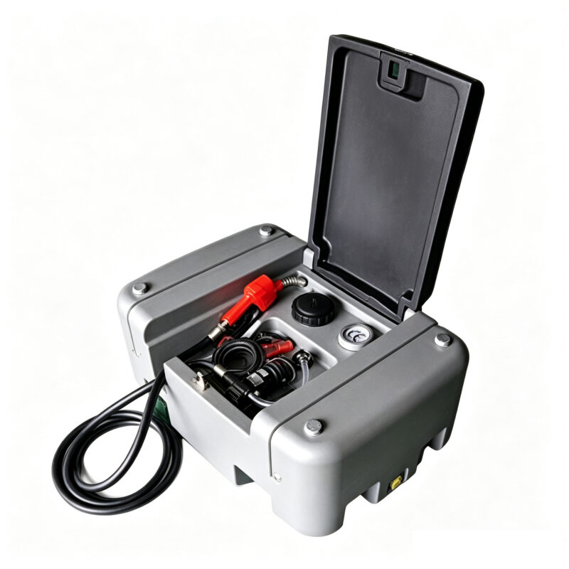 Tanque diésel portátil , capacidad de 56galones (210L)y caudal de 10.6 GPM, con bomba de transferencia eléctrica de 12 V , tanques de transferencia diésel de LLDPE para facilitar el transporte de combustible,color gris