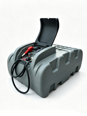 Tanque Diésel Portátil 266 Gal (1000 L) con Bomba Eléctrica 12 V, Estanque de Transferencia de Combustible con Boquilla Automática para Maquinaria, gris