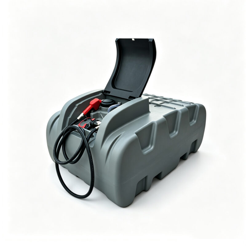 Tanque Diésel Portátil 266 Gal (1000 L) con Bomba Eléctrica 12 V, Estanque de Transferencia de Combustible con Boquilla Automática para Maquinaria, gris