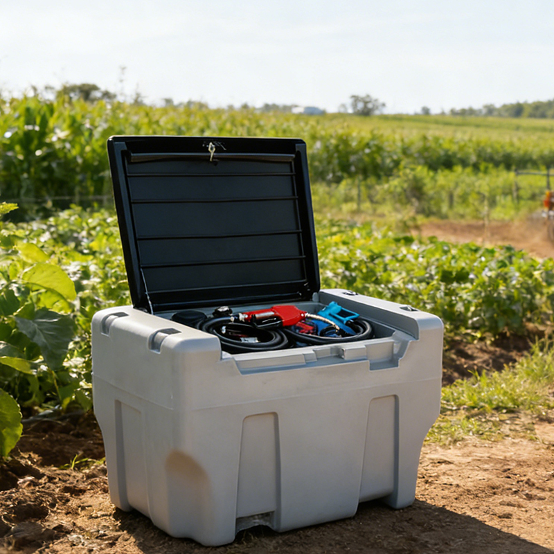 DD400plus50 Estanque transportable diesel 400 litros diesel + 50 litros Adblue,tanque de combustible diésel con bomba de transferencia eléctrica de 12 V,boquilla de combustible, bloqueo de seguridad