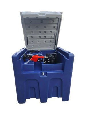 Tanque diésel portátil, capacidad de 176 galones y caudal de 10 GPM, tanque de combustible portátil con bomba de transferencia eléctrica de 12 V y manguera de goma de 13.1 pies, tanque de transferencia diésel de LLDPE para un fácil transporte de combustible, color azul